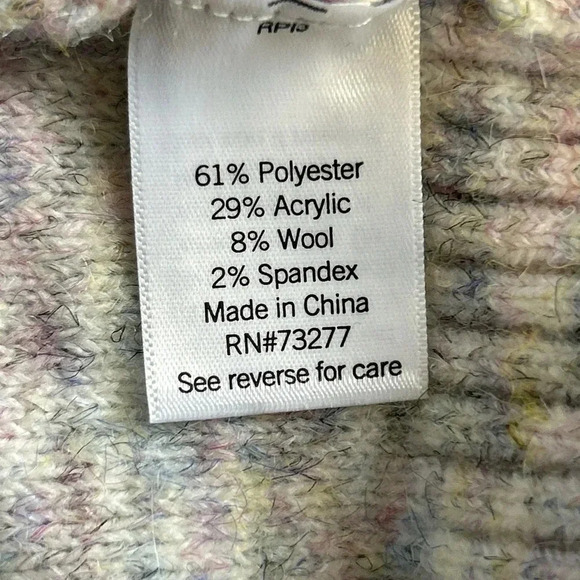 Women’s Large Wool Blend Sweater Ruffle Mock‎ Neck Diamond Cable Knit Fairycore - Picture 11 of 11